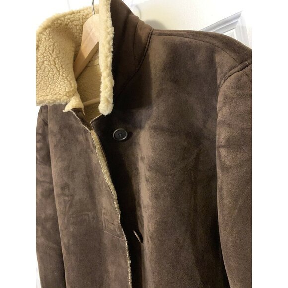Land's End women’s Sz‎ M 10-12 Faux Shearling Parka Brown
